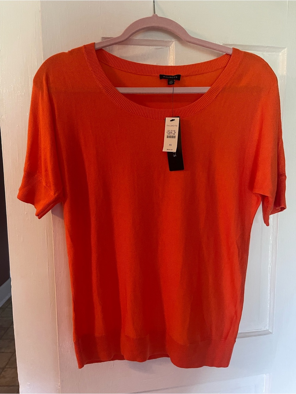 Talbots Bright Orange Short-Sleeve Scoop Neck Knit Top